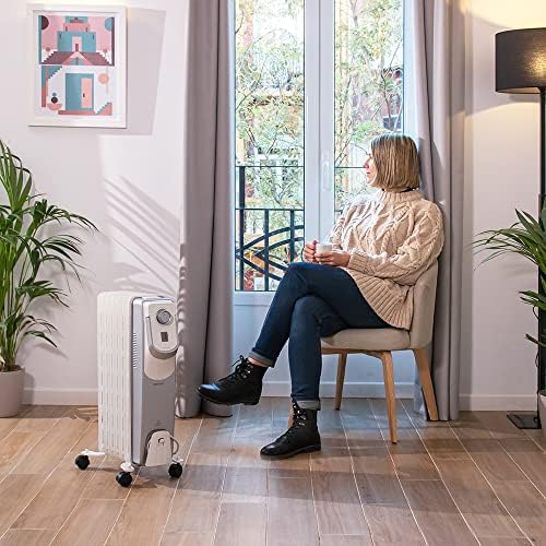Radiador elétrico de óleo ReadyWarm 7000 Space 360. 7 módulos, baixo consumo, 1500 W, 3 níveis, armazenamento de cabos, tecnologia 360, sistema de segurança, 18 m2