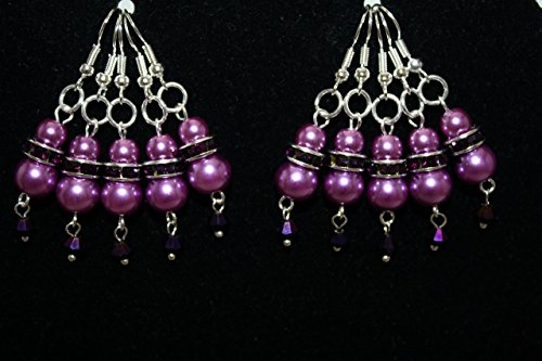 Bulk Earrings 5 Pair Pearl Purple Gift Pack Bridesmaid