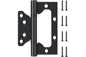 HANYAN HUS 12 Pack Non-Mortise Black Door Hinges 4 x 3 Inch Stainless Steel Bearing Mute Smooth Interior Door Hinge with Hinge Mounting Screws