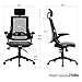 KADIRYA High Back Ergonomic Mesh Office Chair with Leather Seat Flip-up Armrests 90°-110°Tilt Lock Adjustable Back Lumbar Support Computer Desk Task Executive Chair,Black A(BIFMA Certified)