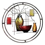 Bellaa 23569 Metal Wall Art Decor Abstract Plant Vases
