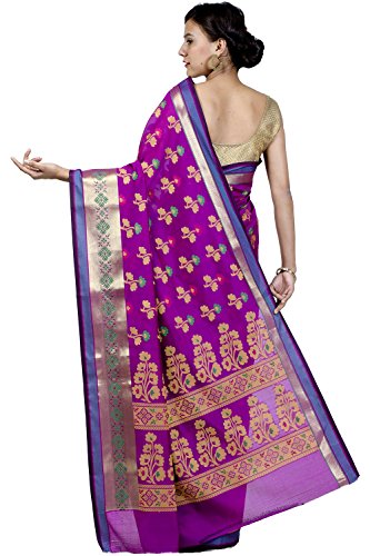 Chandrakala Pink Banarasi Cotton Silk Saree - Image 3