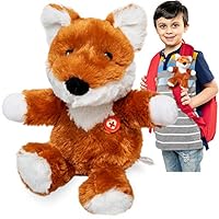 GoPals Stuffed Animal Plush Toy - Clip on to Backpack, car seat Belt, Bike and Scooters. Best Gifts for Kids. (Jack The Fox)