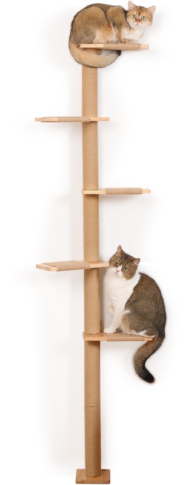 Photo 1 of COOLEX 5 Tier Floor to Ceiling Cat Tree Tower with Wall-Mounted Scratching Post, Playful Wall Climbing Shelves for Cats, Ideal for Kittens to Climb, Scratch, and Lookout, Wild Simulation Design