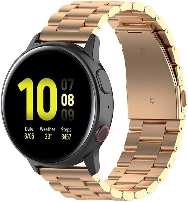 Galaxy Watch Active 2 40mm Band, Compatible with Galaxy Watch Active 40mm Bands Active2 44mm Band 20mm Solid Stainless Steel Strap for Galaxy Watch Active 1 & 2 SM-R500 (Rose Gold)