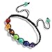 Leefi 7 Chakra Stone Crystal Reiki Prayer Healing Balance Round Braided Rope Beads Bracelets