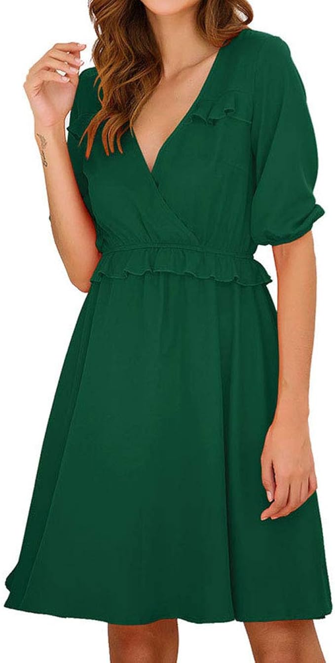 Dress Women Fashion Elegant Women's Wooden Classic Ear Elastic Waist