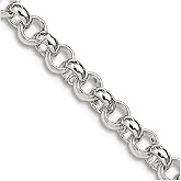 JewelryWeb 925 Sterling Silver Solid Polished 4mm Rolo Bomb Chain Necklace Lobster Claw Chain Necklace for Women and Men