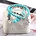 YinMai Bohemian Turquoise Beaded Bracelet Tree of Life Pendant Beach Stretch Bracelet 3 Sets