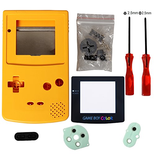 eJiasu Full Replace Parts Housing Shell Pack Replacement for Nintendo GBC Gameboy Color (Yellow Case with Lens and Screwdriver)