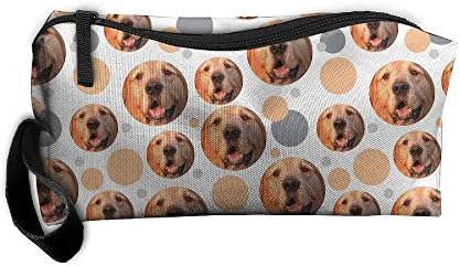 ALYue Women Girls Circle Golden Retriever Pattern Portable Handbag Storage Pouch Toiletry Bag Case Accessories Organizer Healthcare Kit Grooming Cosmetics Travel Make-up Bag With Zipper