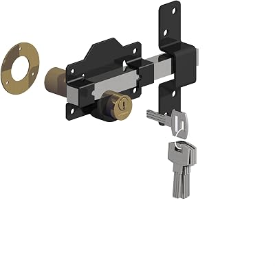 Gatemate Premium Long Throw Lock Double Locking 2 Inch Stainless Black