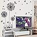 3Cworld Dandelion and Butterflies Self-Adhesive Wall Decals for DIY Mural Art Merry (Dandelion-Black)