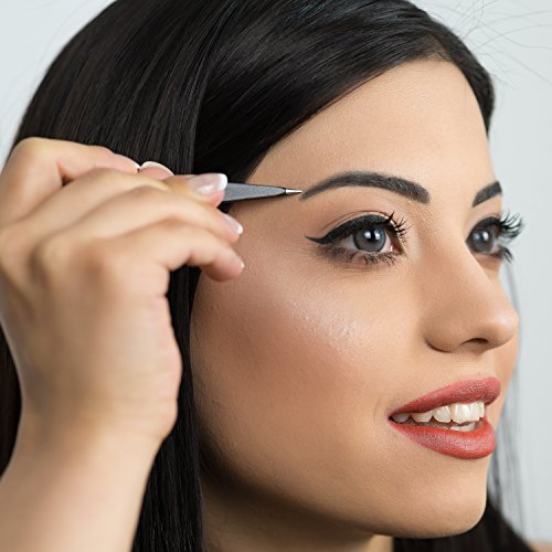 Tweezers Set | Precision Tweezers | Slant & Pointed Tweezers | Tweezers for Eyebrows | Stainless Steel Tweezer Kit | Tweezers for Ingrown Hair, Facial Hair, Splinter, Blackhead & Tick Remover | Black
