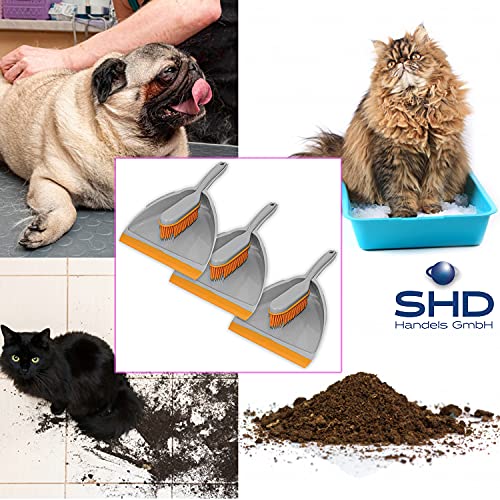 3er Set Kehrgarnitur Gummi Handfeger Grau - Orange, Schaufel&Besen (3er Set Kehrgarnitur) – Bild 3