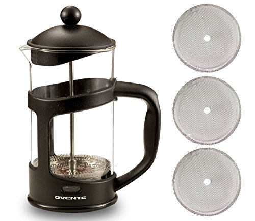 Ovente French Press Coffee and Tea Maker, 34 oz, Black, Comes with 3 Replacement Filters