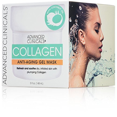 Advanced Clinicals Collagen Gel Facial Mask Anti Aging Skin Care Moisturizer W/ Coconut Oil