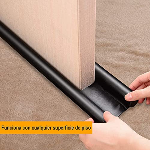 KAMYSEN Protector y Guardapolvo para Puerta, Tapón de Aire para Debajo de La Puerta, Impermeable, Ajustable con Bloqueo de Ruido, Tope para Puerta de Bajo Puerta, Diseño de Doble Borde (1, Negro)