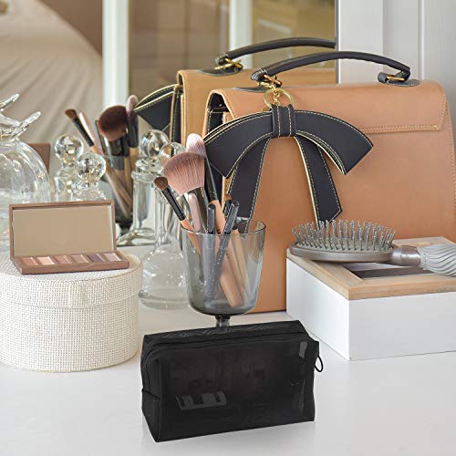 3 Pieces Mesh Cosmetic Bag Mesh Makeup Bags Black Mesh Zipper Pouch for Offices Travel Accessories, 3 Sizes 5 3 Pieces Mesh Cosmetic Bag Mesh Makeup Bags Black Mesh Zipper Pouch for Offices Travel Accessories, 3 Sizes