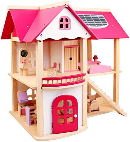 Pioneering Wooden Dollhouse with Dollhouse Furniture and Accessories Kids DIY Dollhouse Kit