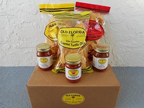 Old Florida Gourmet Products, Inc. Assorted Gift Box Variety Pack Tortilla Chips and Premium Jarred Salsa