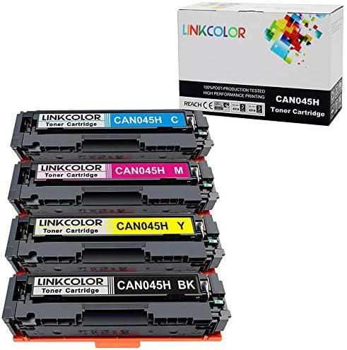 Linkcolor Compatible CRG 045H Toner Cartridge Replacement for Canon 045 045H Toner Cartridge for Canon Color imageCLASS MF634Cdw MF632Cdw LBP612Cdw Printers (BK/C/M/Y, 4-Pack)