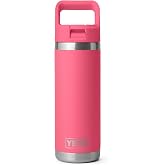 YETI Rambler 18 oz Bottle, Vacuum Insulated, Stainless Steel with Color Matching Straw Cap, Tropical Pink