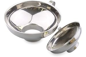 Canning Funnel, 2Pcs Stainless Steel Wide Mouth Hoppe for Transferring Fluid Oil Powder Beans and Jam, Silver (Small and Larg
