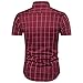 MUSE FATH Short Sleeve Shirt-Plaid Cotton Shirt-Casual Short Sleeve Shirt-Wine Red-L