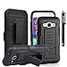 Galaxy Core Prime Case, [Belt Clip] Shockproof Heavy Duty Rugged Case With Locking Belt Swivel Clip & Kickstand For Samsung Galaxy Core Prime / Prevail 4G LTE (Black)