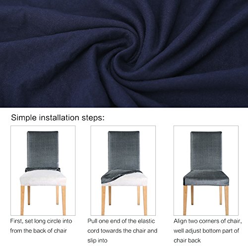 image for Fuloon 6 Pack Super Fit Stretch Removable Washable Short Dining Chair 
