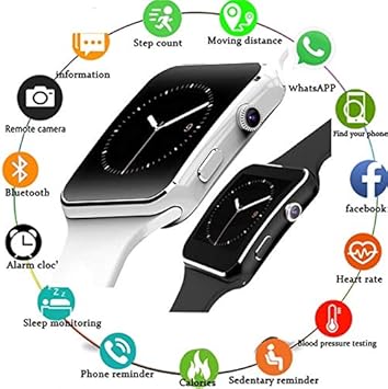 Amazon Com 19 Smart Watch Bluetooth Answer Dial Camera Tf Sim Card Fitness Tracker Sport Reminder Bracelet For Android Phone Pk Dz09 A1 Z60 Black Electronics