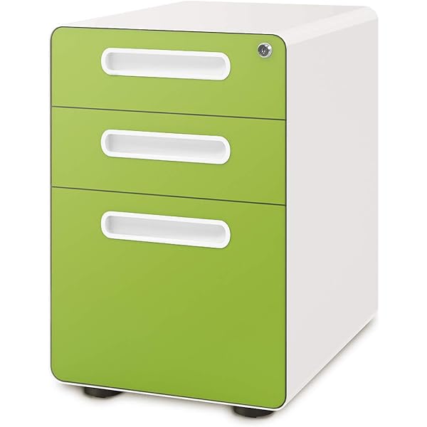 Devaise 3 Drawer Mobile File Cabinet With Anti Tilt Mechanism Legal Letter Size Green