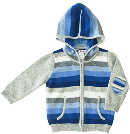 Gia John Cashmere Boy Stripped Hoodie Blue Grey 6M - 6T (6-12M, Blue)