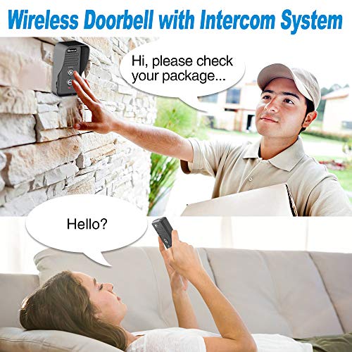 Wireless Doorbell, QNIGLO Portable IP55 Waterproof Wireless Intercom Doorbell Operating at Over 2000 Feet, Rechargeable Two Way Talk Chime Kit for Home and Office (1 Receiver&1 Push Button)