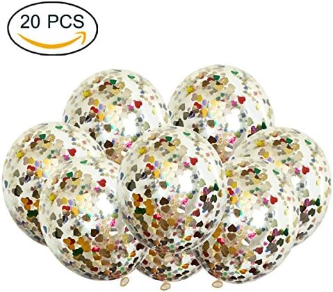 20 PCS 12'' Confetti Balloons Birthday Party Wedding Balloons with Giant Glitter for Theme Party Supplies
