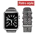 top4cus Genuine Leather Band iwatch Strap Compatible with Apple Watch Series 6, SE, 5, 4, 3/2/1 and Sport Edition, Stainless Steel Clasp (42mm, Retro Grey)