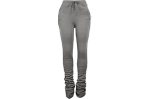 Yxzogd Women Fall Sweatpants Stacked Jogging Pants Casual Drawstring Elastic Waist Trousers Ruched Workout Active Joggers