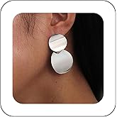 Andelaisi Boho Disc Coin Drop Dangle Earrings Gold Round Disc Studs Earrings Big Circle Drop Earrings Punk Circle Earrings Jewelry for Women