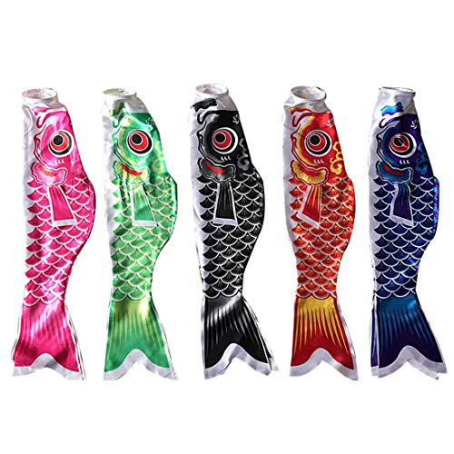 New 5 Colors 55cm Waterproof Japanese Carp Windsock Streamer Hanging Fish Flag Decor Kite Koinobori for Children - Orange
