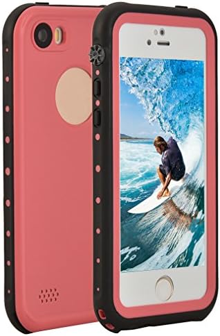 Aliglow Waterproof Case for iPhone SE 5S ,IP 68 6.6ft Under Water Proof Resistant Shock Proof Snowproof Dirtproof Dustproof for iPhone 5 Protective Cases Cover [ Pink ]