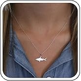 Andelaisi Bohemia Shark Choker Necklace Vintage Sea Shark Pendant Silver Ocean Fish Pendant Minimalist Cute Fish Necklace Summer Beach Jewelry for Women