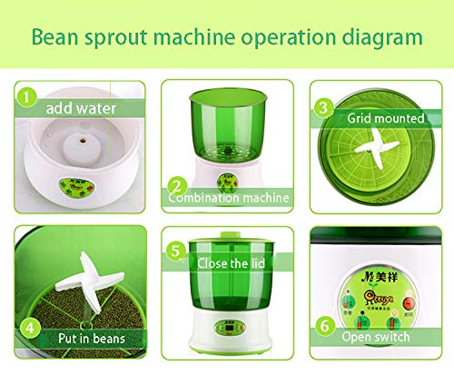 2 Layers Intelligence Bean Sprouts Machine Upgrade Large Capacity Thermostat Green Seeds Grow Automatic Bean Sprout Machine - Thumbnail 4