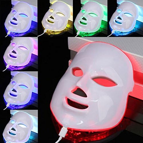 7 Color Light Photon LED Electric Facial Mask Skin Wrinkle Removal Anti-Aging Mask Rejuvenation Therapy Beauty Machine Spa Device(UK Plug)
