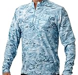 Aqua Design Mens Water Camo 1/4 Zip Long Sleeve Sun Protection Loose Fit Shirt