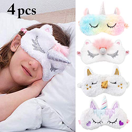 Eye Mask for Sleeping,Aniwon 4 Pack Unicorn Sleep Mask Night Blindfold Eye Cover Eyeshade Sleep Eye Mask for Girls Women Kids