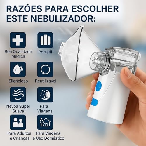 Nebulizador Inalador Ultrassônico Portátil USB Sem Fio Silencioso
