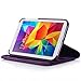 AiSMei Tab 4 8.0 Case, Rotating Stand Case for Samsung Galaxy Tab 4 8.0 SM-T330NU SM-T331, SM-T337 8-Inch Tablet PC, 8inch PU Leather Case + Bonus Stylus + Screen Protector - Purple