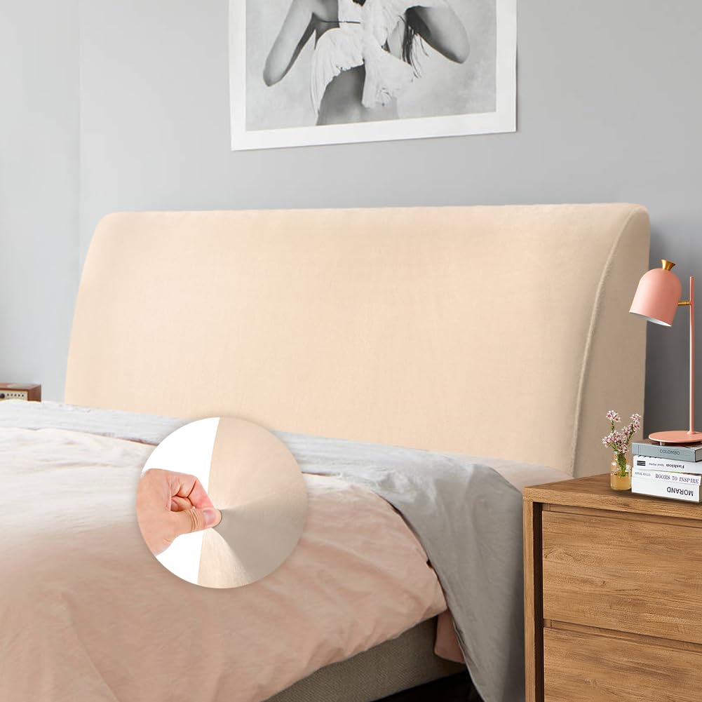 Caijin Bed Headboard Slipcover, Stretch Bed Headboard Cover, Dustproof Protector Cover for Linen Fabric Tufted Upholstered Headboard (Camel, 180-200 CM（CAL king）)