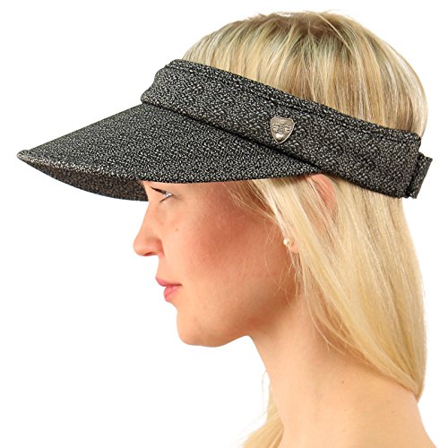 UPF UV Sun Protection Wide Brim 100% Cotton Beach Pool Visor Golf Cap Hat, Black, One Size